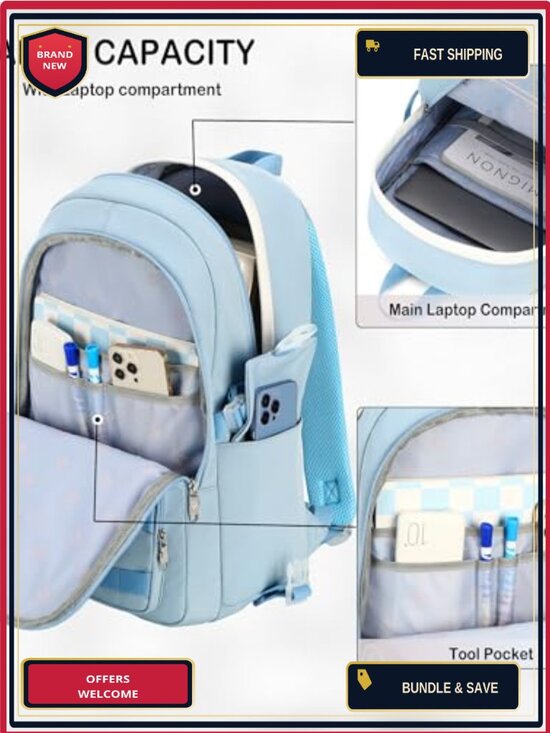 Hidds School Backpack Set with Lunch Box Nylon Teen Girls main image 4
